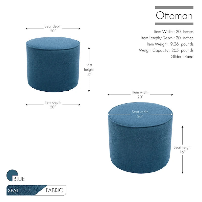 Table basse ronde pouf en tissu bouclé Belia de Porthos Home-12
