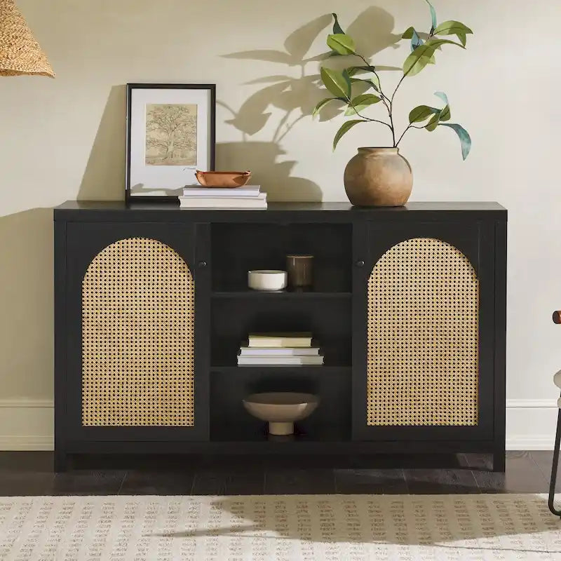 Buffet Middlebrook Designs à 2 portes de 147 cm (58 pouces) avec panneaux arqués en rotin-33
