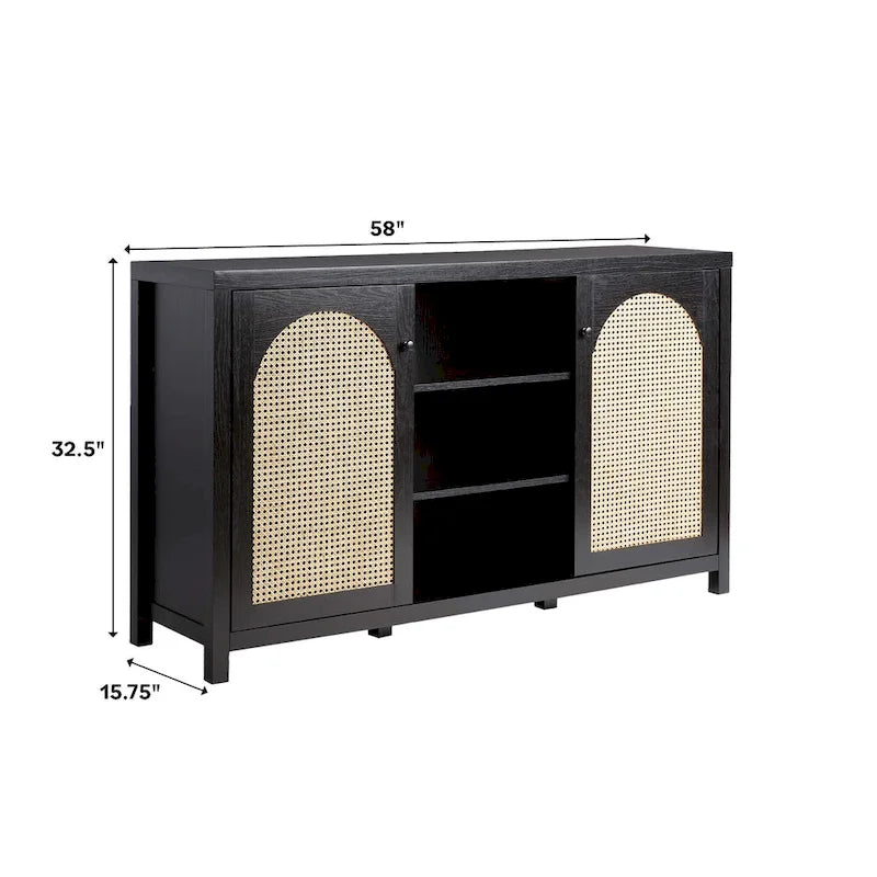 Buffet Middlebrook Designs à 2 portes de 147 cm (58 pouces) avec panneaux arqués en rotin-5
