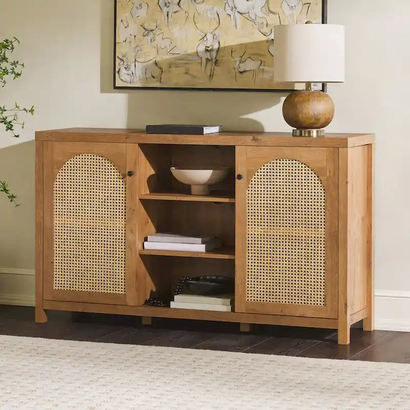 Buffet Middlebrook Designs à 2 portes de 147 cm (58 pouces) avec panneaux arqués en rotin-16