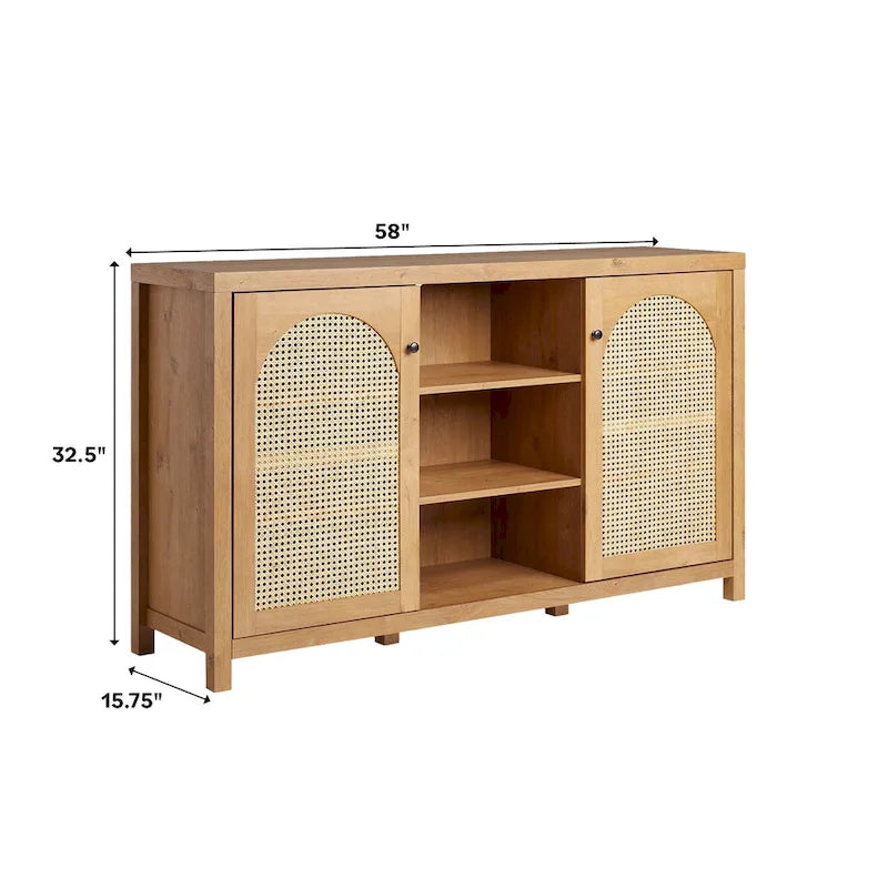 Buffet Middlebrook Designs à 2 portes de 147 cm (58 pouces) avec panneaux arqués en rotin-19