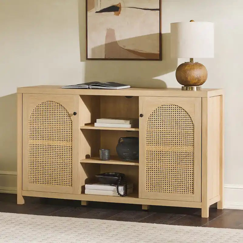 Buffet Middlebrook Designs à 2 portes de 147 cm (58 pouces) avec panneaux arqués en rotin-29