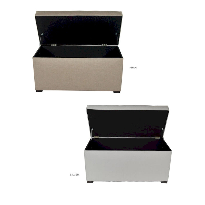 Coffre de rangement Angela beige capitonné à 8 boutons - Banc-2