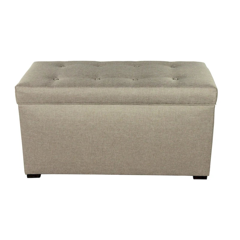 Coffre de rangement Angela beige capitonné à 8 boutons - Banc-6