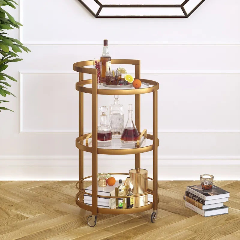 Chariot de bar miroir Silver Orchid Carmen-24