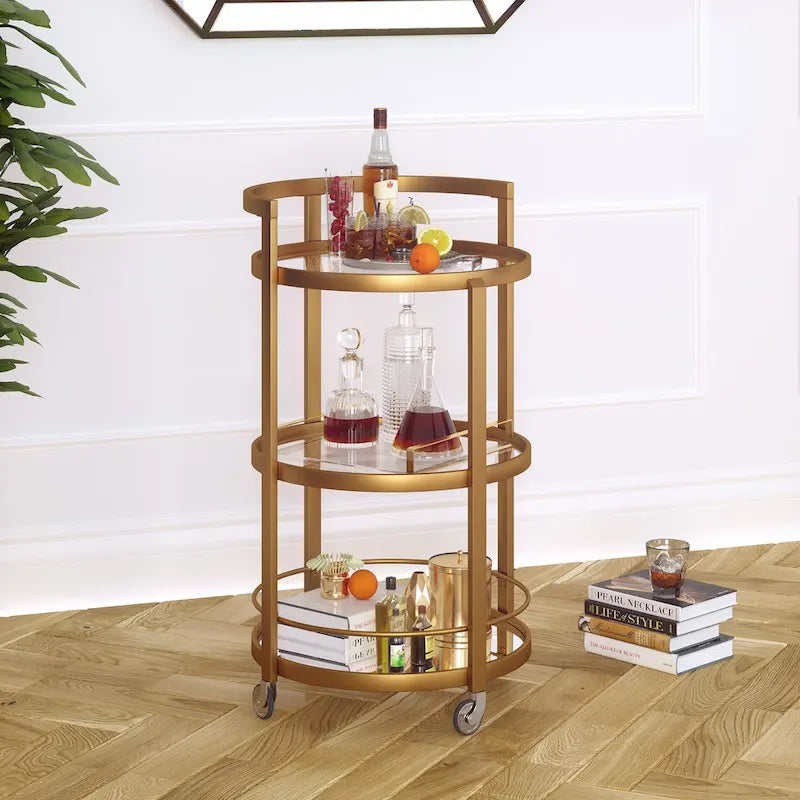 Chariot de bar miroir Silver Orchid Carmen-4