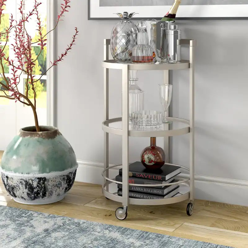 Chariot de bar miroir Silver Orchid Carmen-21