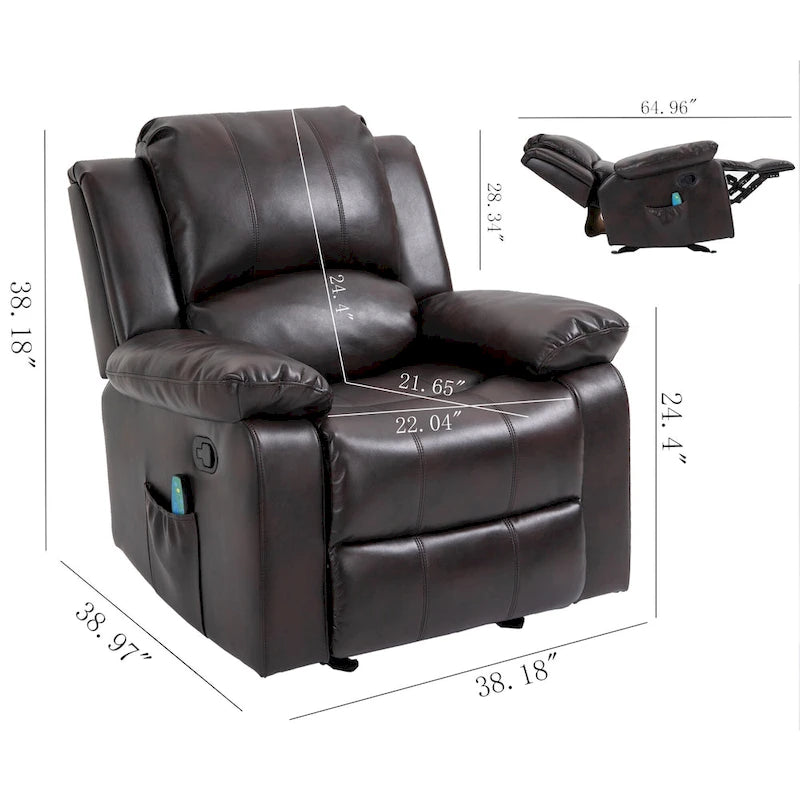 Fauteuil inclinable Clihome en similicuir avec massage-9