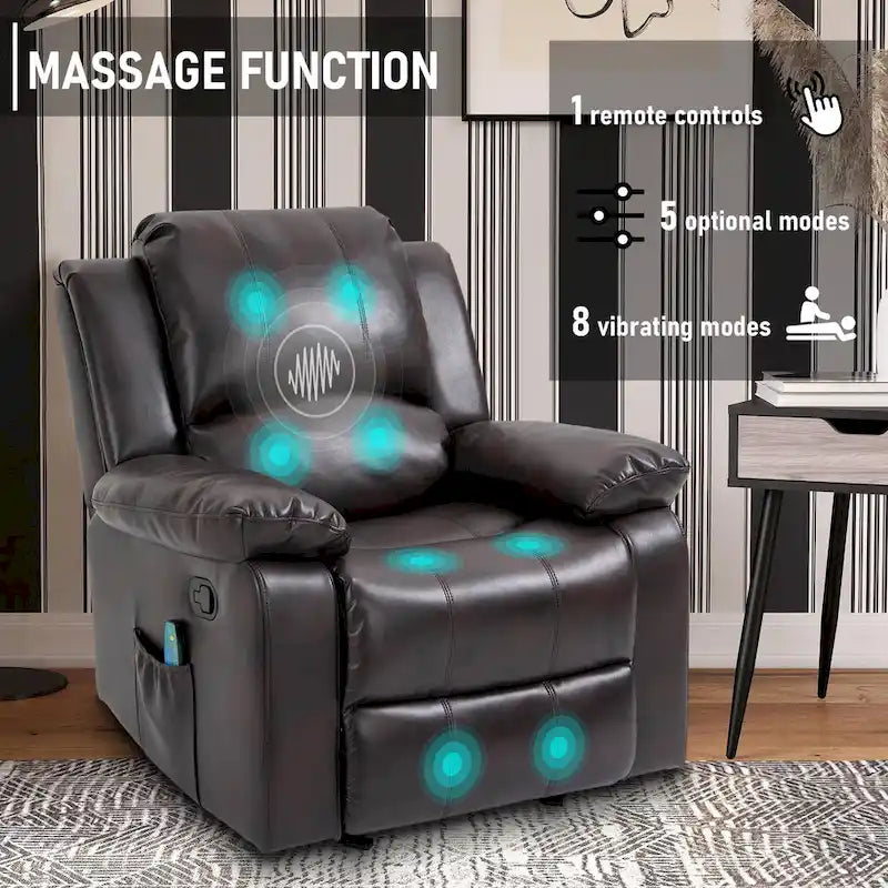 Fauteuil inclinable Clihome en similicuir avec massage-10