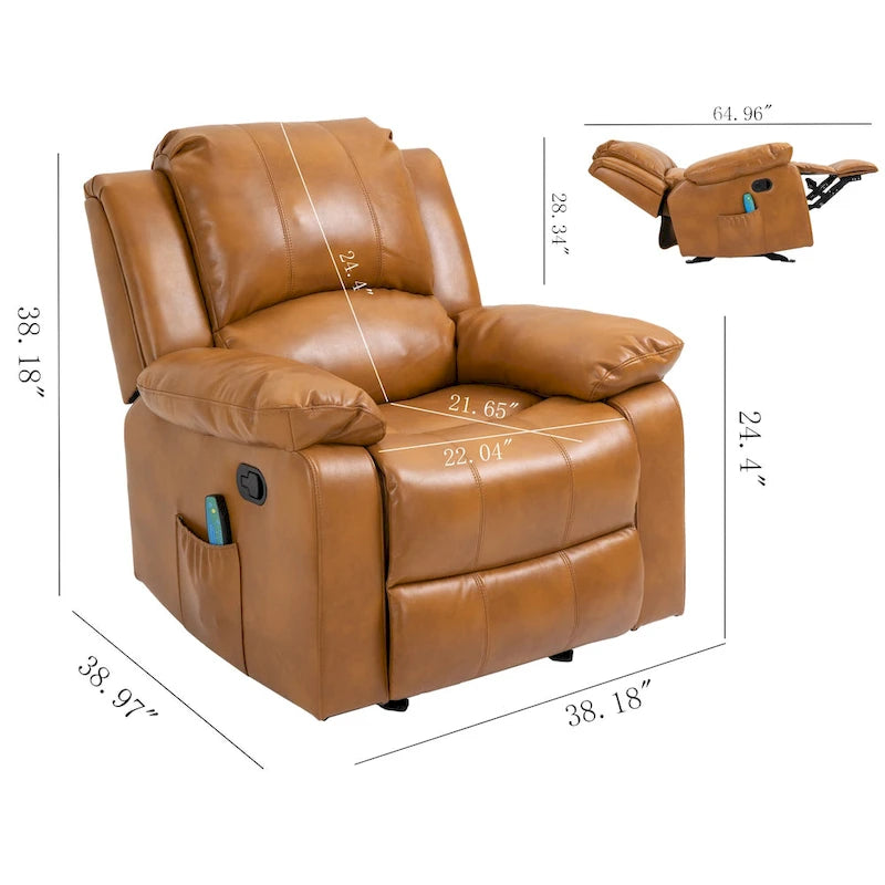 Fauteuil inclinable Clihome en similicuir avec massage-19