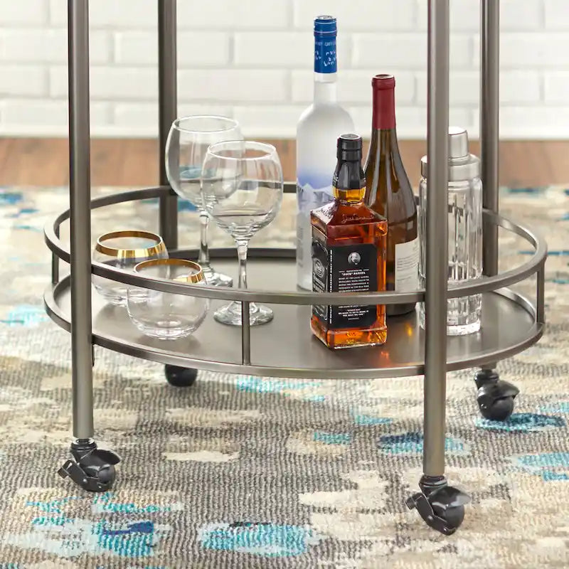 Chariot de bar ovale en métal Lifestorey Devin-12