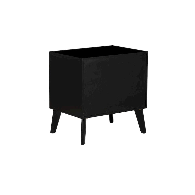 Table de chevet Adelphi en bois/cannage style milieu du siècle-2