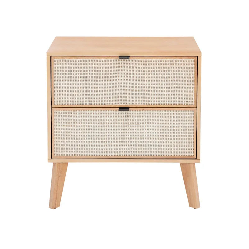 Table de chevet Adelphi en bois/cannage style milieu du siècle-7