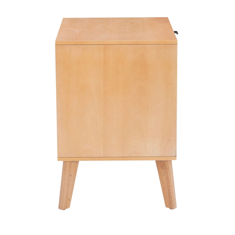 Table de chevet Adelphi en bois/cannage style milieu du siècle-8