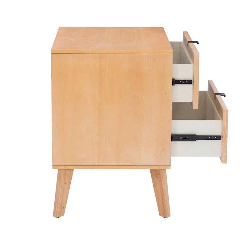 Table de chevet Adelphi en bois/cannage style milieu du siècle-9