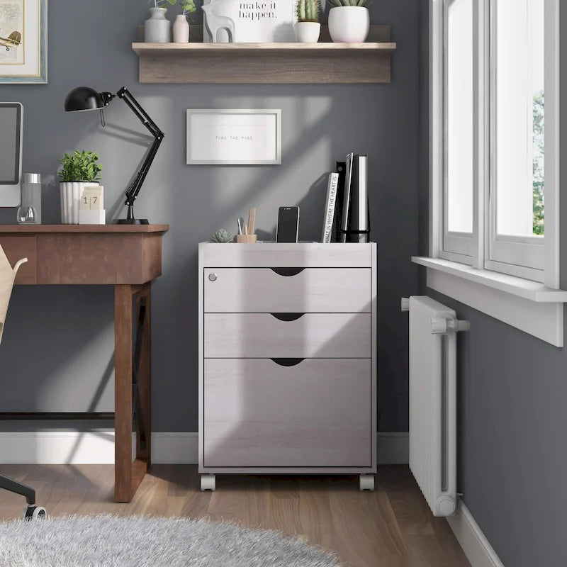 Classeur mobile et verrouillable à 3 tiroirs Jolene de style contemporain, par Furniture of America-19