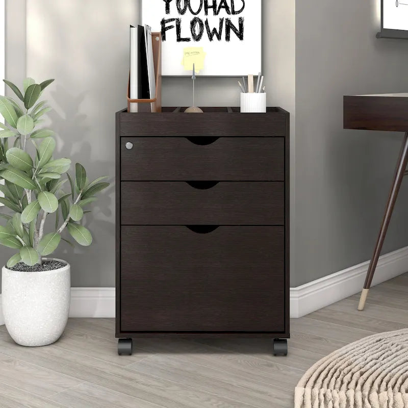 Classeur mobile et verrouillable à 3 tiroirs Jolene de style contemporain, par Furniture of America