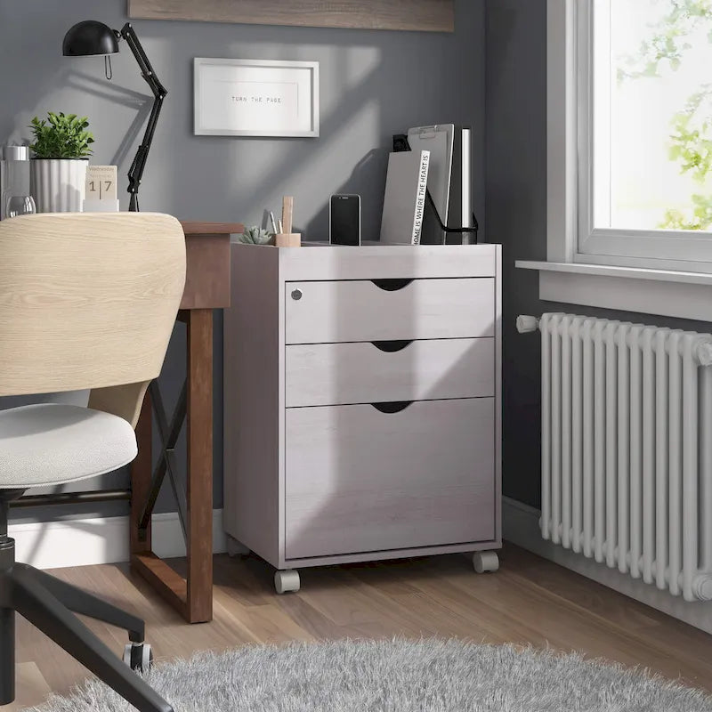 Classeur mobile et verrouillable à 3 tiroirs Jolene de style contemporain, par Furniture of America-3