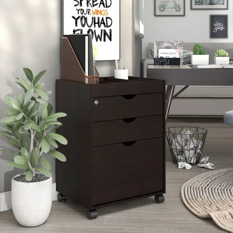 Classeur mobile et verrouillable à 3 tiroirs Jolene de style contemporain, par Furniture of America-4