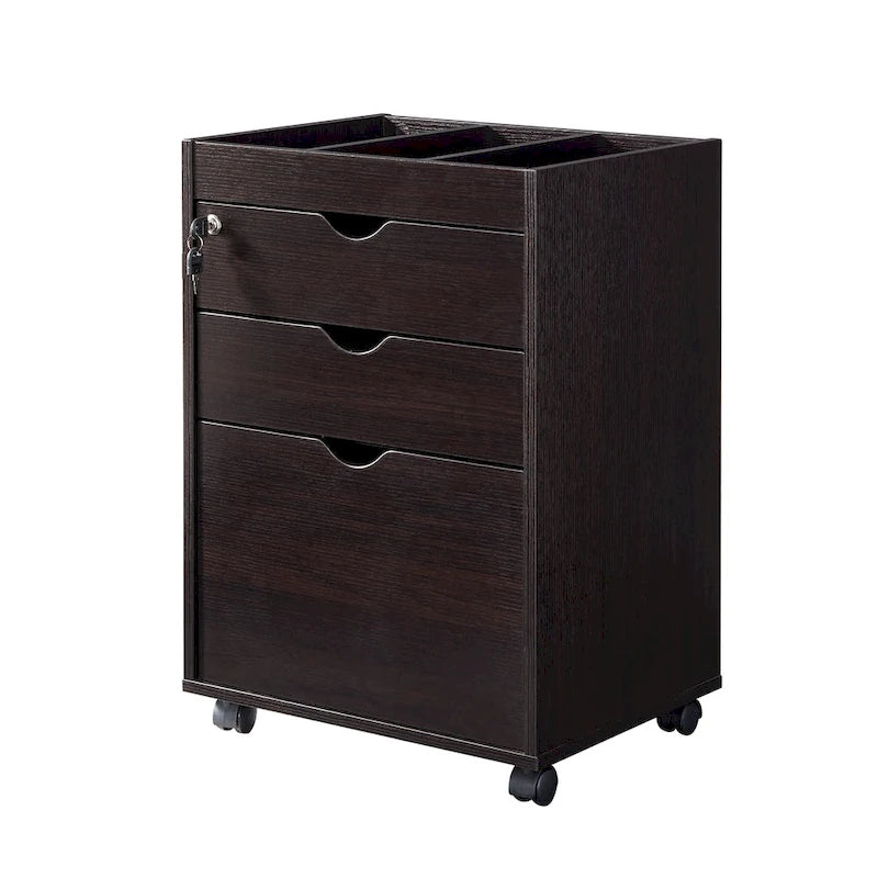 Classeur mobile et verrouillable à 3 tiroirs Jolene de style contemporain, par Furniture of America-8