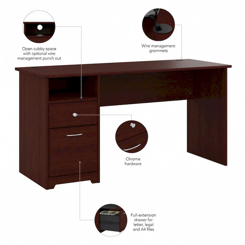 Bureau d'ordinateur Bush Furniture Cabot 60W avec tiroirs et rangement-3
