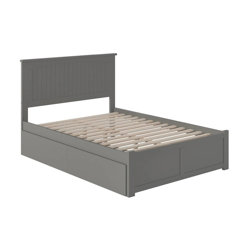Lit plateforme Nantucket double avec pied de lit et 2 tiroirs, gris-6