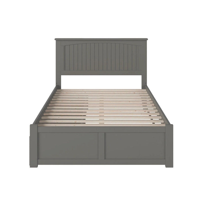 Lit plateforme Nantucket double avec pied de lit et 2 tiroirs, gris-7