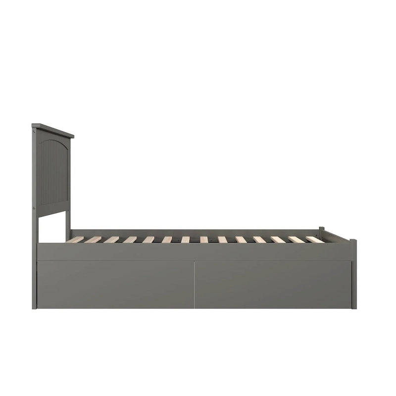 Lit plateforme Nantucket double avec pied de lit et 2 tiroirs, gris-8