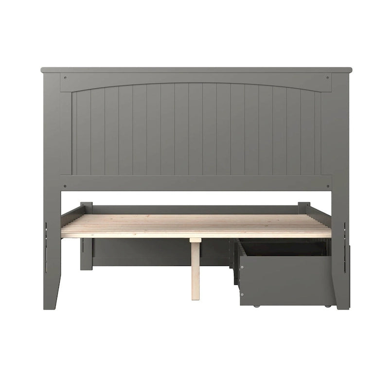 Lit plateforme Nantucket double avec pied de lit et 2 tiroirs, gris-9