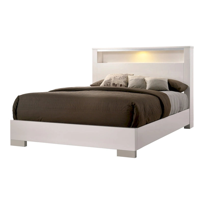 Ensemble de lit Champs Contemporary Queen en bois massif avec rangement et port USB, composé de 3 panneaux, par Furniture of America-9