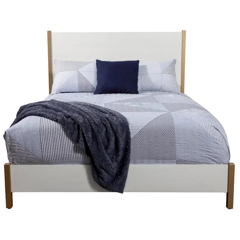 Lit à panneaux de bois Madelyn d'Alpine Furniture, blanc-4