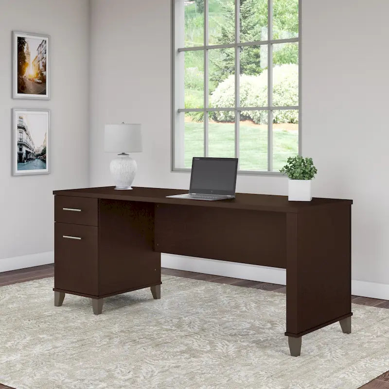 Bureau de bureau Bush Furniture Somerset 72W avec tiroirs de rangement-49