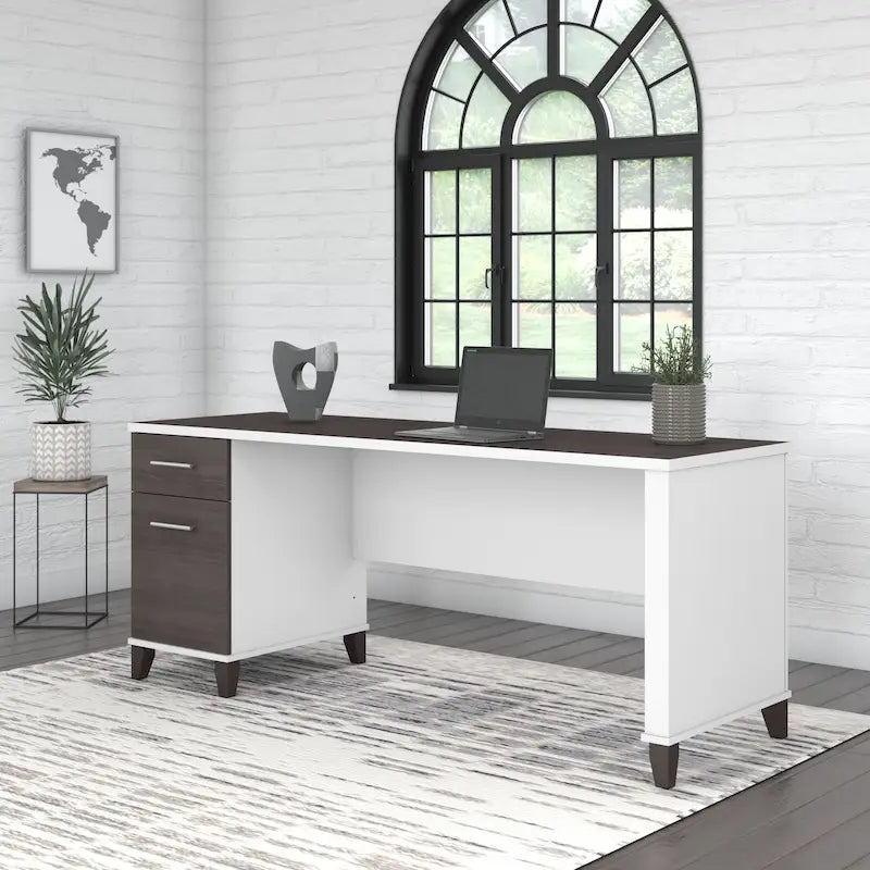 Bureau de bureau Bush Furniture Somerset 72W avec tiroirs de rangement-56