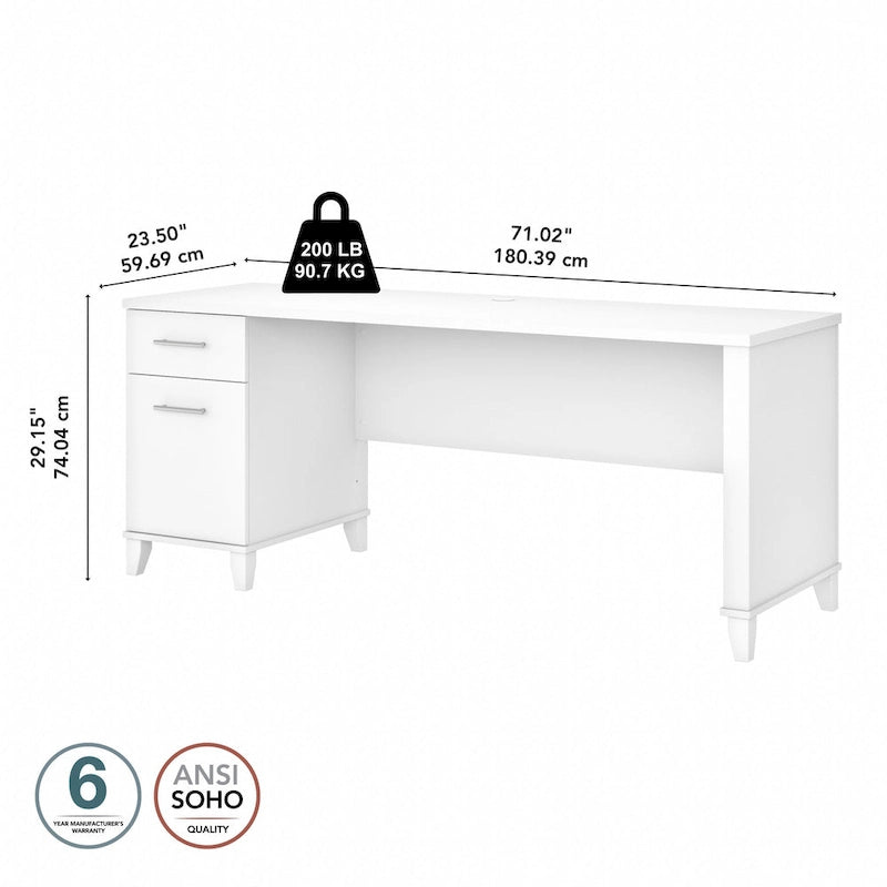Bureau de bureau Bush Furniture Somerset 72W avec tiroirs de rangement-11