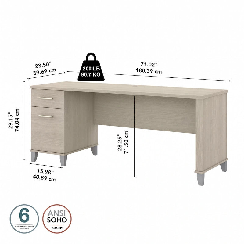 Bureau de bureau Bush Furniture Somerset 72W avec tiroirs de rangement-34