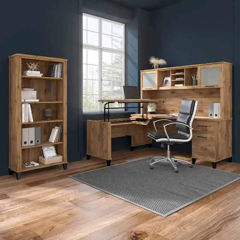 Bureau de bureau Bush Furniture Somerset 72W avec tiroirs de rangement-44