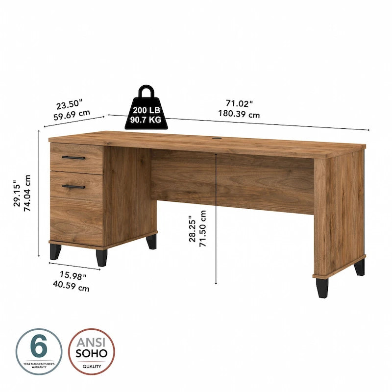 Bureau de bureau Bush Furniture Somerset 72W avec tiroirs de rangement-46