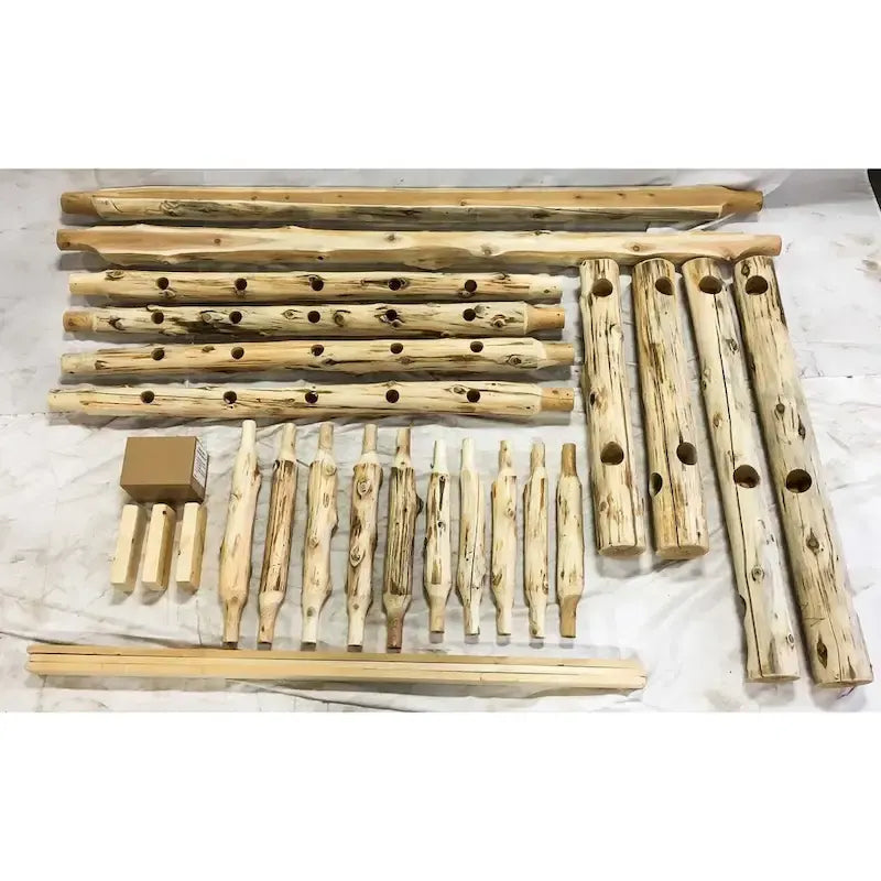 Lit traditionnel California King en cèdre rustique et naturel-3