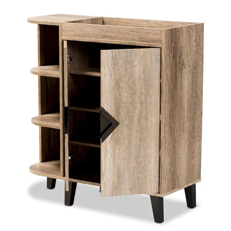 Meuble à chaussures rustique moderne et contemporain à 2 portes, style Pays de Galles-3