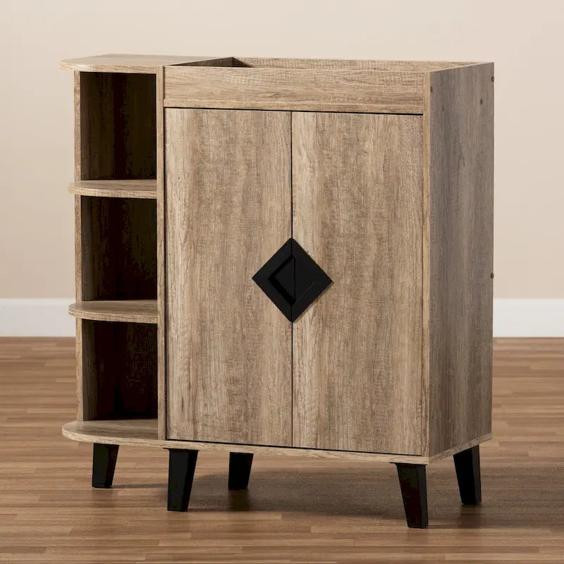 Meuble à chaussures rustique moderne et contemporain à 2 portes, style Pays de Galles-12
