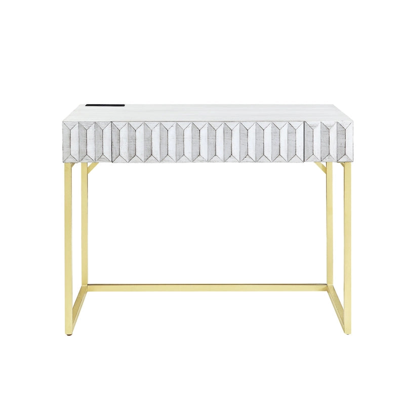 Bureau d'ordinateur moderne Bird de 42 pouces en métal avec ports USB, par Furniture of America-12