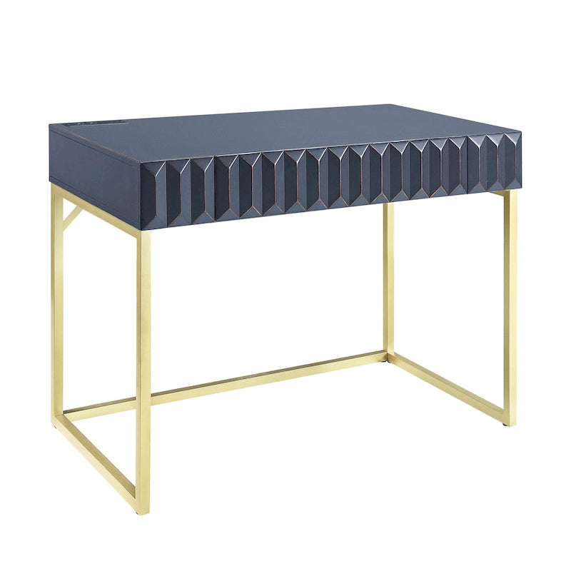 Bureau d'ordinateur moderne Bird de 42 pouces en métal avec ports USB, par Furniture of America-18