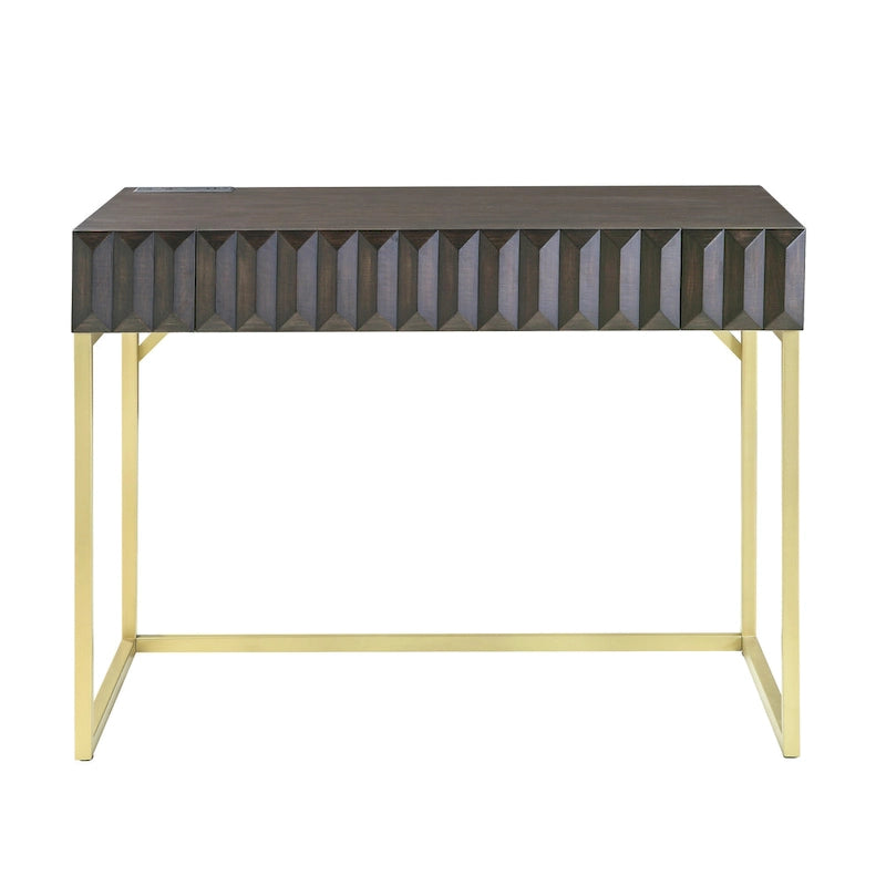 Bureau d'ordinateur moderne Bird de 42 pouces en métal avec ports USB, par Furniture of America-24