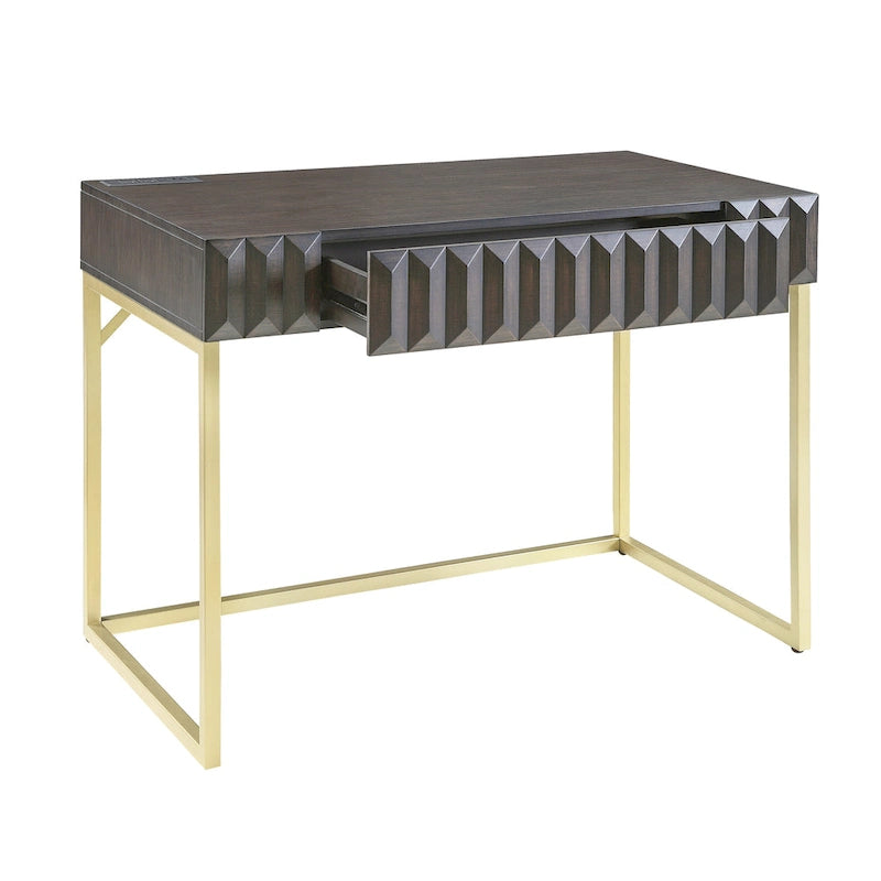 Bureau d'ordinateur moderne Bird de 42 pouces en métal avec ports USB, par Furniture of America-25