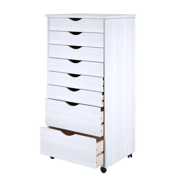 Chariot à roulettes Adeptus Original, en bois massif, 6 tiroirs + 2 tiroirs extra larges, blanc-2