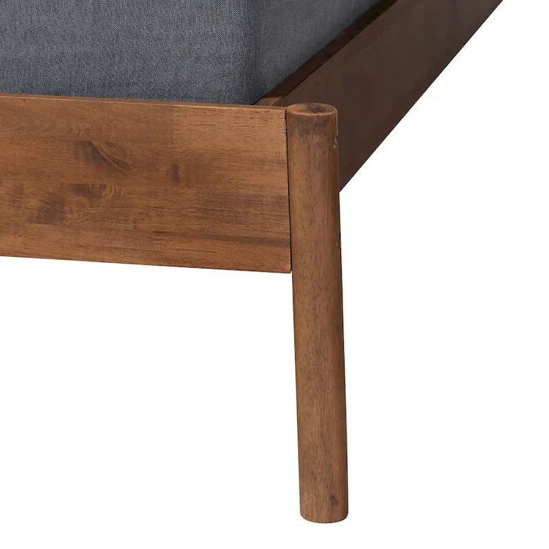 Cadre de lit Agatis Mid-Century Modern en frêne et noyer, format Queen-5