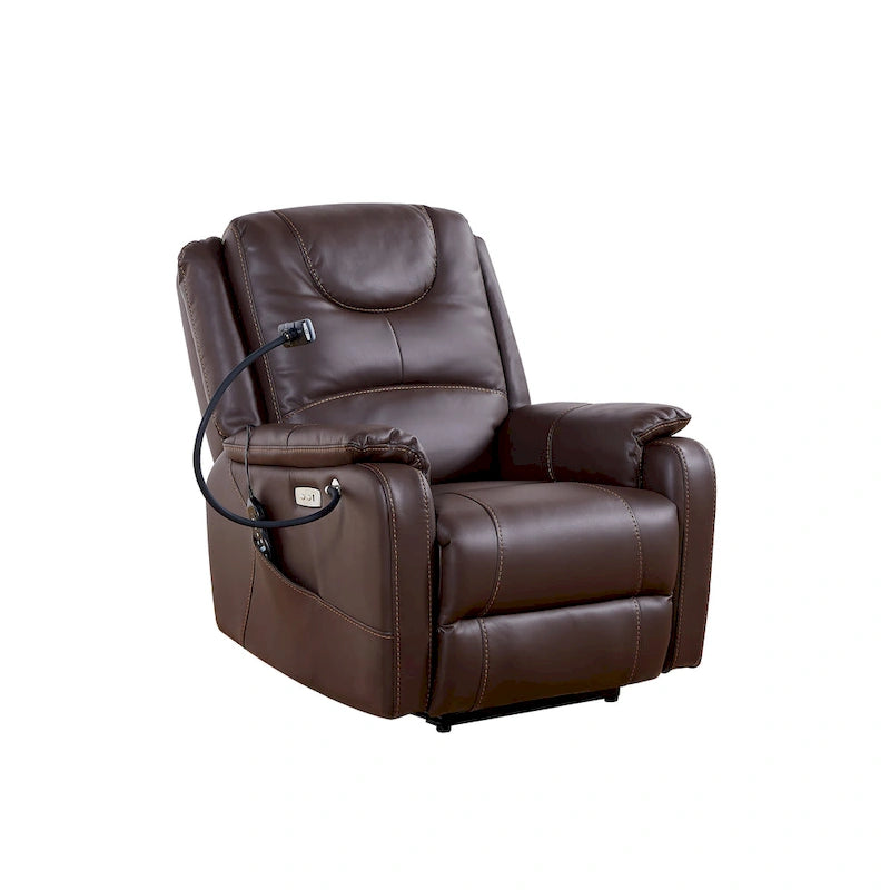Fauteuil inclinable électrique Liyasi Zero Gravity offrant une position allongée confortable, massage, chauffage, support pour téléphone, poches latérales et port de chargement USB.-2