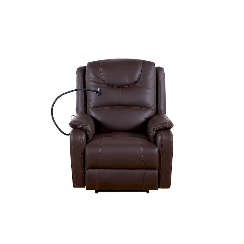 Fauteuil inclinable électrique Liyasi Zero Gravity offrant une position allongée confortable, massage, chauffage, support pour téléphone, poches latérales et port de chargement USB.-3
