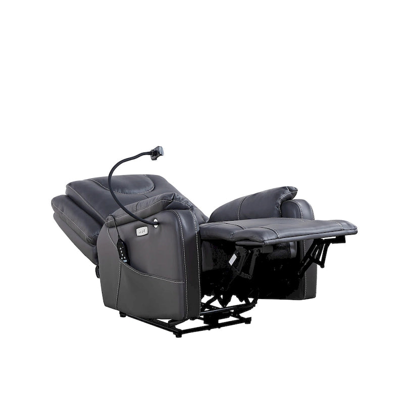 Fauteuil inclinable électrique Liyasi Zero Gravity offrant une position allongée confortable, massage, chauffage, support pour téléphone, poches latérales et port de chargement USB.-10