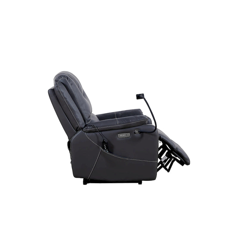 Fauteuil inclinable électrique Liyasi Zero Gravity offrant une position allongée confortable, massage, chauffage, support pour téléphone, poches latérales et port de chargement USB.-14